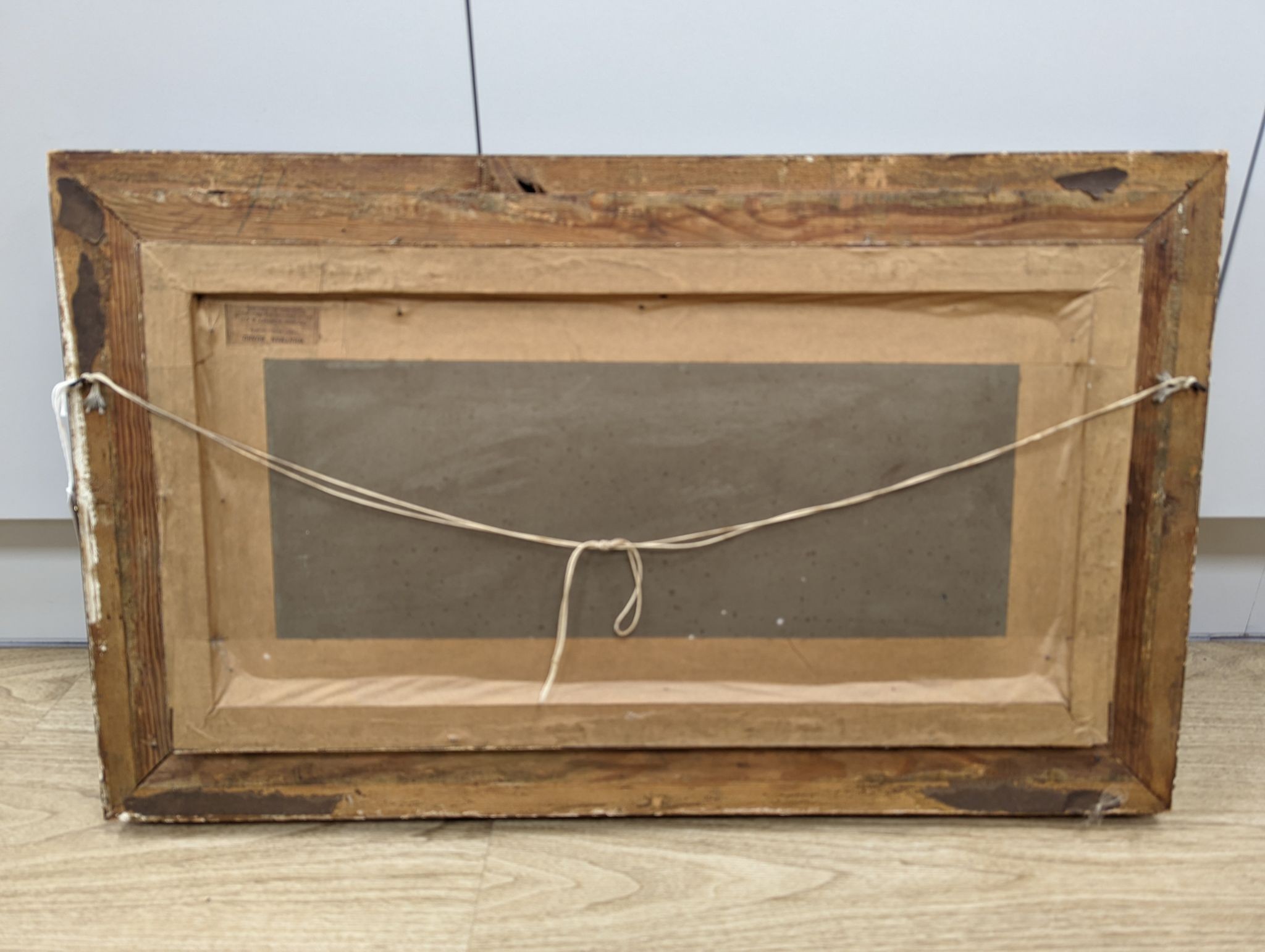 T. Heston, oil on card, Figures on a beach, signed, 24 x 52cm